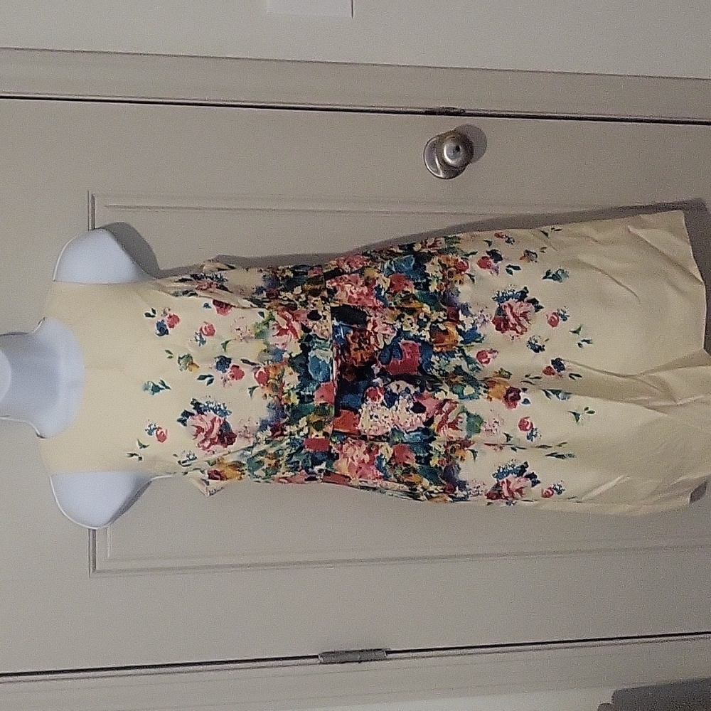 Maeve by Anthropologie Tea Garden Sheath Dress Cream Multi Women 4 Formal Classy
